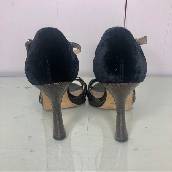 Michael Kors Black Suede Brown Snakeskin Heels - Picture 4 of 7
